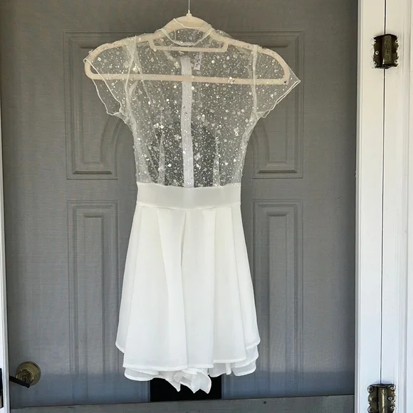 White Lucy in the Sky Glitter Romper - Picture 1 of 4